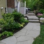 Irregular Bluestone Walk with Antique Granite Steps