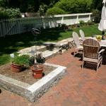 Antique granite edging and small retaining wall