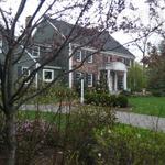 Front entry planting with brick walk and light post