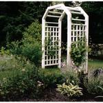 Honeysuckle and Clematis adorn custom built arbor