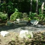 Natural boulder sitting area along 