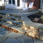 N.E. Fieldstone wall with bluestone cap.  Bluestone steps with fieldstone risers