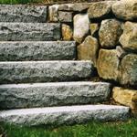 New England Fieldstone wall with Stanstead grey granite slab steps